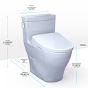 Toto Washlet+ Legato One Piece Elongated 1.28 GPF Toilet and Contemporary Washlet S7 Contemporary Bidet Seat