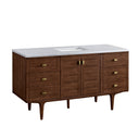 Mid-Century Walnut / Carrara White - 3 Faucet Holes