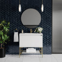 Glossy White / Champagne Brass / Glossy White - 1 Faucet Hole