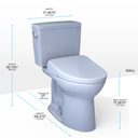 Toto Drake Washlet+ Two Piece Elongated 1.28 GPF Universal Height Tornado Flush Toilet with S7 Contemporary Bidet Seat