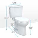Toto Drake Transitional Two Piece Elongated 1.28 GPF Universal Height Tornado Flush Toilet with Cefiontect and Softclose Seat - Washlet+ Ready