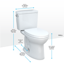 Toto Drake Two Piece Elongated 1.28 GPF Universal Height Tornado Flush Toilet with Cefiontect and Softclose Seat - Washlet+ Ready