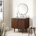 Mid-Century Walnut / Carrara White - 3 Faucet Holes