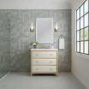 Sunwashed Oak with Embossed Shagreen Drawer Fronts / White Zeus - 3 Faucet Holes
