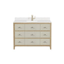 Sunwashed Oak with Embossed Shagreen Drawer Fronts / White Zeus - 1 Faucet Hole