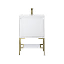 Glossy White / Champagne Brass / Glossy White - 1 Faucet Hole