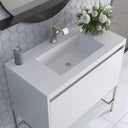 Glossy White / Brushed Nickel / Glossy White - 1 Faucet Hole