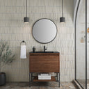 Mid-Century Walnut / Matte Black / Charcoal Black - 1 Faucet Hole