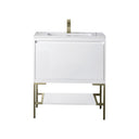 Glossy White / Champagne Brass / Glossy White - 1 Faucet Hole