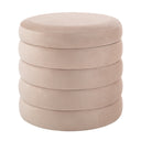 Renwil Lloyd Indoor Poly-Velvet Storage Ottoman - Beige