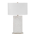 Renwil Irisa 27" Tall Plated Antique Brushed Brass Iron Table Lamp with Drum Linen Shade