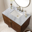 Mid-Century Walnut / Carrara White - 3 Faucet Holes