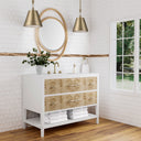 Polished White and Light Mappa Burl / White Zeus - 3 Faucet Holes