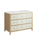 Sunwashed Oak with Embossed Shagreen Drawer Fronts / White Zeus - 3 Faucet Holes