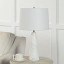 Renwil Vevey 25" Tall Plated Antique Brushed Brass Iron Table Lamp with Tapered Linen Shade