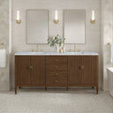 Mid-Century Walnut / Carrara White - 3 Faucet Holes